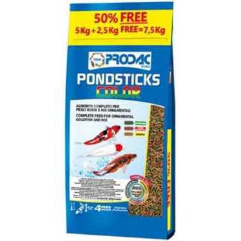 Prodac Color Pond Stick All Season Feed 5kg + 2.5 Free Carp Koi Red Fish Laghetto