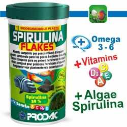Spirulina Flakes 250ml mangime in scaglie con il 38% di...